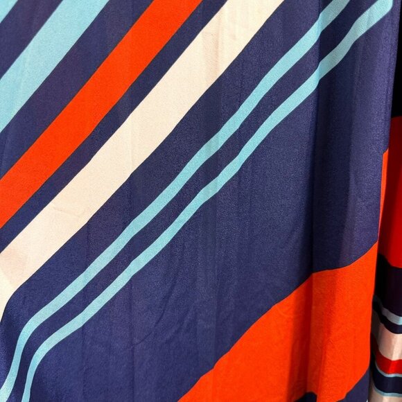 Eliza J Maxi Dress Women 6 Jersey Navy Red Scarf Geometric Sash Flowy A-Line - Picture 11 of 14